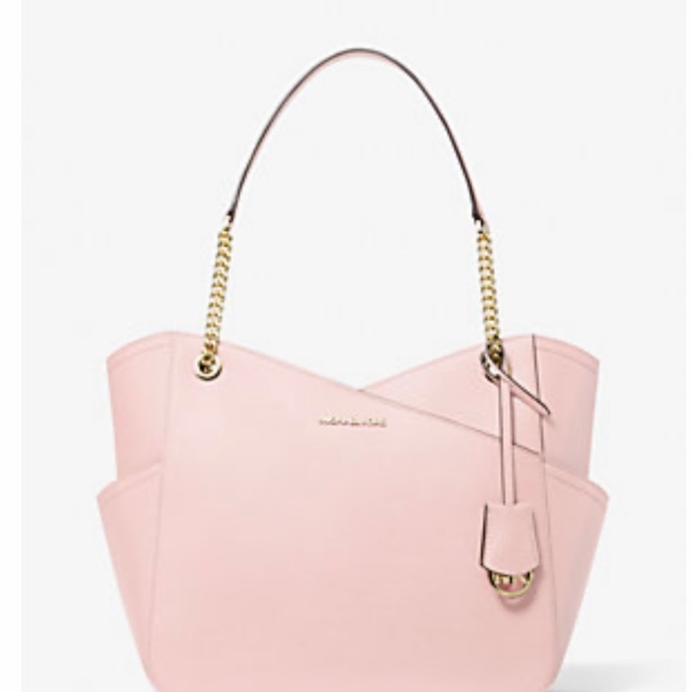 Set, Michael Kors Blush Lg Saffiano Leather Shoulder bag w/ Quarter Zip Wallet.